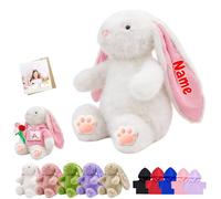 FAHOXUMR Custom Bunny Stuffed Animal for Kids Adults, Personalised Easter Bunny Plush Toys with Photo Name Rabbit Plush as Personalised Easter Gifts for Baby on Easter Christmas Valentine, 12 inch