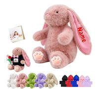 FAHOXUMR Custom Bunny Stuffed Animal for Kids Adults, Personalised Easter Bunny Plush Toys with Photo Name Rabbit Plush as Personalised Easter Gifts for Baby on Easter Christmas Valentine, 10 inch