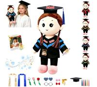 FAHOXUMR Custom Graduation Doll 2026 with Cap and Gown, 16 Inch Soft Personalised Graduation Plush with Name and Photo as Gift for Kids Adults Preschool to College Graduates