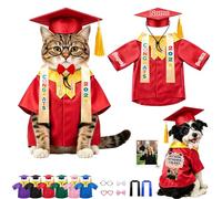 FAHOXUMR Personalised Cat Graduation Cap and Gown with Name Photo and Tassel, Custom Adjustable Pet Graduation Costume for Small Medium Large Cats Dogs Ceremony Photo Props
