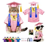 FAHOXUMR Personalised Cat Graduation Cap and Gown with Name Photo and Tassel, Custom Adjustable Pet Graduation Costume for Small Medium Large Cats Dogs Ceremony Photo Props