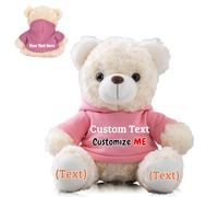 FAHOXUMR Personalised Gifts Teddy Bear for Kids Adults, Personalised Bear Plush Toys Stuffed Bear with Text+Photo as Im Sorry Gifts for Valentines Day Christmas Day Birthday (10 inch-Text+Photo)