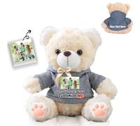 FAHOXUMR Personalised Gifts Teddy Bear with Bow for Her Him, Personalised Bear Plush Toys Stuffed Bear with Text+Photo as Im Sorry Gifts for Valentines Day Christmas Day Birthday (8 inch-Text+Photo)