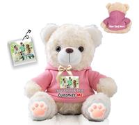 FAHOXUMR Personalised Gifts Teddy Bear with Bow for Her Him, Personalised Bear Plush Toys Stuffed Bear with Text+Photo as Im Sorry Gifts for Valentines Day Christmas Day Birthday (10 inch-Text+Photo)