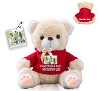 FAHOXUMR Personalised Gifts Teddy Bear with Bow for Her Him, Personalised Bear Plush Toys Stuffed Bear with Text+Photo as Im Sorry Gifts for Valentines Day Christmas Day Birthday (10 inch-Text+Photo)