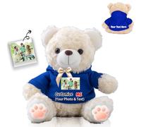 FAHOXUMR Personalised Gifts Teddy Bear with Bow for Her Him, Personalised Bear Plush Toys Stuffed Bear with Text+Photo as Im Sorry Gifts for Valentines Day Christmas Day Birthday (10 inch-Text+Photo)