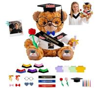 FAHOXUMR Personalised Graduation Bear 2026 with Text Photo Date, Custom Graduation Teddy Bear Stuffed Animal as 2026 Personalised Grad Gifts for Kindergarten Preschool High School College Grad Day