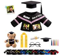FAHOXUMR Personalised Graduation Teddy Bear Clothes with Photo Text, Custom Graduation Stuffed Animal Clothes Fit 8-16inch Stuffed Bear Clothing, Custom Doll Clothing Make Your Own Plush Doll Shirt