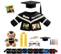 FAHOXUMR Personalised Graduation Teddy Bear Clothes with Photo Text, Custom Graduation Stuffed Animal Clothes Fit 8-16inch Stuffed Bear Clothing, Custom Doll Clothing Make Your Own Plush Doll Shirt