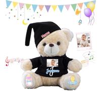FAHOXUMR Personalised Teddy Bear for Baby Kids Adults, Custom My First Teddy Bear Stuffed Animal Plush with Text Photo as Personalised Gifts for Birthday Baby Shower Valentines Christmas Day, 8 inch