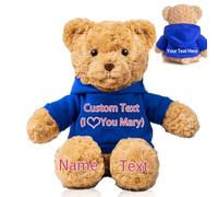 FAHOXUMR Personalised Teddy Bear for Her Him, Plush Toys Personalised Gifts Stuffed Bear with Custom Text+Photo as for Valentines Day Gifts Christmas Day Birthday (11 IN-Text+Photo)