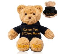 FAHOXUMR Personalised Teddy Bear for Her Him, Plush Toys Personalised Gifts Stuffed Bear with Custom Text+Photo as for Valentines Day Gifts Christmas Day Birthday (11 IN-Text+Photo)
