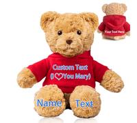 FAHOXUMR Personalised Teddy Bear for Her Him, Plush Toys Personalised Gifts Stuffed Bear with Custom Text+Photo as for Valentines Day Gifts Christmas Day Birthday (11 IN-Text+Photo)