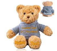 FAHOXUMR Personalised Teddy Bear for Her Him, Plush Toys Personalised Gifts Stuffed Bear with Custom Text+Photo as for Valentines Day Gifts Christmas Day Birthday (13 IN-Text+Photo)