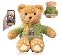FAHOXUMR Personalised Teddy Bear with Bow for Her Him, Plush Toys Personalised Gifts Stuffed Bear with Custom Text+Photo as for Valentines Day Christmas Day Birthday (11 IN-Text+Photo)
