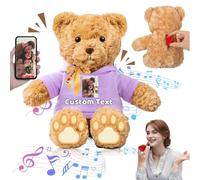 FAHOXUMR Personalised Teddy Bear with Voice Recorder for Her Him, Personalised Gifts Teddy Bear Plush Toys with Text+Photo as for Valentines Day Christmas Birthday (13 inch-Text+Photo)