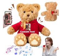 FAHOXUMR Personalised Teddy Bear with Voice Recorder for Her Him, Personalised Gifts Teddy Bear Plush Toys with Text+Photo as for Valentines Day Christmas Birthday (13 inch-Text+Photo)