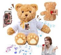 FAHOXUMR Personalised Teddy Bear with Voice Recorder for Her Him, Personalised Gifts Teddy Bear Plush Toys with Text+Photo as for Valentines Day Christmas Birthday (11 inch-Text+Photo)