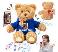 FAHOXUMR Personalised Teddy Bear with Voice Recorder for Her Him, Personalised Gifts Teddy Bear Plush Toys with Text+Photo as for Valentines Day Christmas Birthday (13 inch-Text+Photo)
