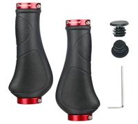 Fahrrad Lenkergriffe Ergonomisch Schwarz - Rutschfest & Stoßdämpfend, Silikon/TPR/Aluminium, Alu-Klemmung, MTB Griffe für Mountainbike & Rennrad