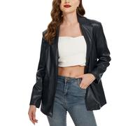 Fahsyee Faux Leather Blazer Jackets Women Oversizes Biker Coat Black XXL