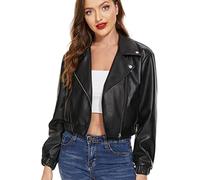 Fahsyee Faux Leather Jacket Motorcycle Blazer Short Coat Black XL