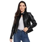 Fahsyee Faux Leather Jacket Women Biker Bomber Fashion Coat Black XL