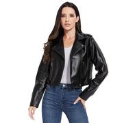 Fahsyee Faux Leather Jacket Women Bomber Biker Fashion Coat Black M