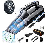 Fahuac 4-in-1 Car Vacuum Cleaner Tire Inflator - Portable High Power Handheld Car Vacuum Cleaner 7000PA/130W/DC 12V with LCD Tire Pressure Display LED Light Wet/Dry Air Compressor
