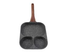 FAHZGK 3 Section Egg Frying Pan, Non Stick Breakfast Cooking Pan with Heat Resistant Handle for Omelette Steak Bacon, Flat Bottom Divided Skillet for Stovetop (Double Bottom)