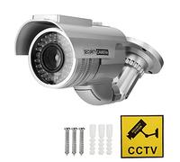 FAHZGK Solar Power Dummy Fake Security Camera, Shape Fake Camera with Flashing Red LED Light, Rotatable 0-360° Outdoor Surveillance Decoy for Home Garage Parking Lot