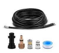 Fai Top 15M High Pressure Washer Drain Cleaning Hose Kit, Sewer Jetter with Jet & Rotary Nozzles + 2 Adapters, Compatible with Karcher K2-K7 & Lavor, Kink Resistant Drain Unblocker