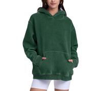 FAIABLE Mens Hoodies Pullover Oversized Hoodie Wash Plush Cotton Hooded Sweatshirt Vintage Heavyweight Hoodie Men Streetwear