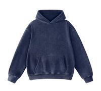 FAIABLE Mens Hoodies Pullover Oversized Hoodie Wash Plush Cotton Hooded Sweatshirt Vintage Heavyweight Hoodie Men Streetwear, Blue, Medium