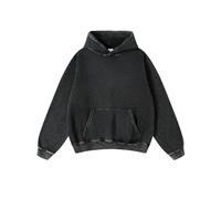 FAIABLE Mens Women Oversized Acid Wash Hoodie Unisex Heavyweight Vintage Fleece Sweatshirt & Hoodies for Men Couple 2025, Black, XL