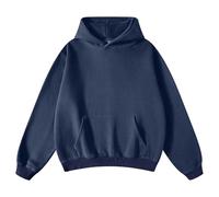 FAIABLE Mens Womens Oversized Hoodie Acid Wash Hoodie Hoodie Vintage Heavyweight Sweatshirt Hoodies Unisex Streetwear, Navy Blue, XXL
