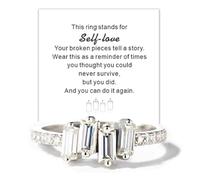 FAICAEIRI SELF-LOVE MULTI STONES RING,Irregular Beautifully Broken Multi-Stones Self-Love Ring, Zircon Inlaid Inspirational Ring,A Self-Reminder Ring Jewelry for Women,men,Friends, 4 UK, Stone, Cubic