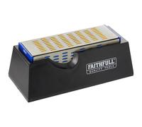 FAIDWQUAD Diamond Sharpening Stone WIth Base. 4 Sides: Extra Coarse to Fine Grade.