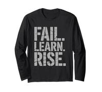 Fail. Learn. Rise. Stencil Typography Long Sleeve T-Shirt