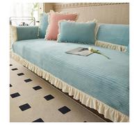 Failjierue 1 Piece Velvet Soft Thick Cotton Sofa Slipcover Warm Plush Solid Sectional Couch Cover with Ruffled Skirt Anti-Slip Furniture Protector(Style 4,70x70cm)