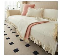 Failjierue 1 Piece Velvet Soft Thick Cotton Sofa Slipcover Warm Plush Solid Sectional Couch Cover with Ruffled Skirt Anti-Slip Furniture Protector(Style 3,70x70cm)