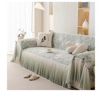 Failjierue Blanket Style Vintage Sofa Cover Non-Slip Soft Washable Slipcover for 2-Cushion Couch, Double White Skirt Hemming Furniture Protector(Style 2,71"x134")