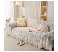 Failjierue Blanket Style Vintage Sofa Cover Non-Slip Soft Washable Slipcover for 2-Cushion Couch, Double White Skirt Hemming Furniture Protector(Style 6,71"x102")