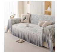 Failjierue Blanket Style Vintage Sofa Cover Non-Slip Soft Washable Slipcover for 2-Cushion Couch, Double White Skirt Hemming Furniture Protector(Style 1,71"x134")