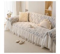 Failjierue Blanket Style Vintage Sofa Cover Non-Slip Soft Washable Slipcover for 2-Cushion Couch, Double White Skirt Hemming Furniture Protector(Style 4,71"x134")