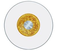 Failjierue Heavy Duty Glass Lazy Susan Turntable - 360° Smooth Rotating Serving Tray for Dining Table & Kitchen Countertop - Tempered Glass with Anti-Slip Rotation Assist System(Gold 1,60cm/23in)