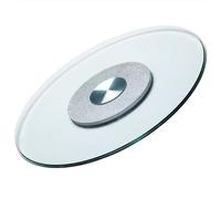 Failjierue Heavy Duty Glass Lazy Susan Turntable - 360° Smooth Rotating Serving Tray for Dining Table & Kitchen Countertop - Tempered Glass with Anti-Slip Rotation Assist System(Silver,60cm/23in)
