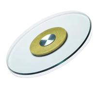 Failjierue Heavy Duty Glass Lazy Susan Turntable - 360° Smooth Rotating Serving Tray for Dining Table & Kitchen Countertop - Tempered Glass with Anti-Slip Rotation Assist System(Gold,70cm/27in)