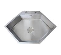 Failjierue Kitchen Sink w/Drain Pipe Diamond Shape 304 Stainless Steel Hexagonal Slot Handmade Single Tank Kitchen Single Basin Sink(Silver,84x55cm)