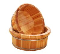 Failjierue Natural Wooden Foot Soaking Tub with Massage - Single Basin for Home/Office Spa, Ergonomic Footbath(16x43cm)